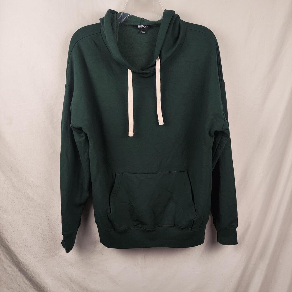 Buffalo David Bitton Hoodie Mens Medium Green Fleece Pullover Sweatshirt